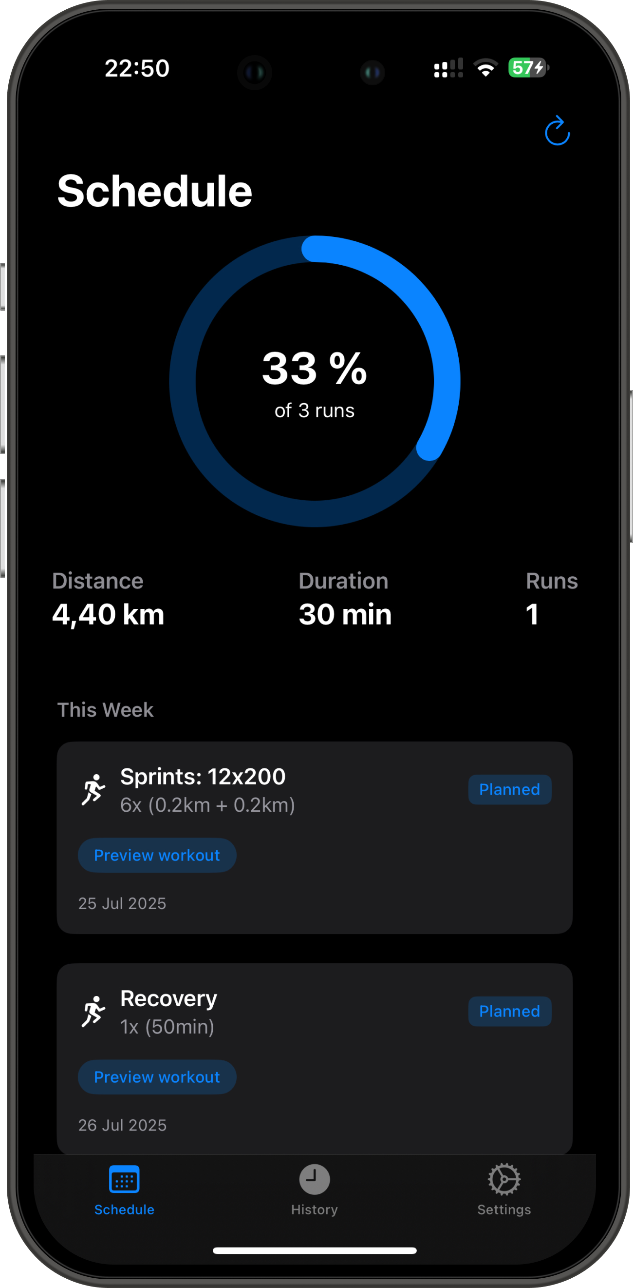 PlanAndRun iOS App Interface
